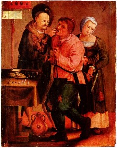 Dental Procedure Painting of a renaissance dentist performing dental surgery